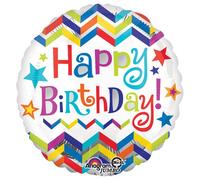 Anagramma Buon Compleanno Chevron Star Foil Palloncino, 71,1 cm, multicolore