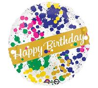 Anagramma Happy Birthday Splatter Foil Palloncino 45,7 cm, multicolore