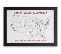 AnairsMo Tracker mappa dello stadio di baseball, include 30 adesivi illustrati della Major League Ballparks Puffy, mappa visitata dei parchi da ballo, decorazione da parete regalo per coppie, uomini
