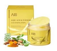 ANAiRUi Pads Detergenti al Curcuma e Acido Kojico per il Viso, Esfolianti al Curcuma con Niacinamide, Salicilato, Cura della Pelle per una Pulizia Profonda, Combatte l'Acne, 50 Pezzi