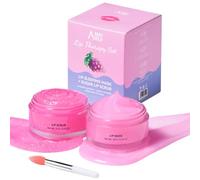 ANAiRUi Set Di Scrub e Balsamo Per Labbra, Maschera Tonica Per Labbra Notturne Bakuchiol & All'Uva, Scrub Esfoliante Allo Zucchero Per Riparare Le Labbra Secche, Screpolate e Sfaldate