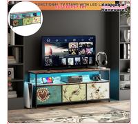 Anajqaqia Mobile TV 137×30×57 cm, Mobile TV con 3 cassetti e scomparti aperti, con LED, Credenza per soggiorno, camera da letto MULTI