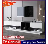 Anajqaqia Mobile TV 190x40x42 cm, mobile TV basso con scomparti aperti, mobile TV lucido con credenza a 3 cassetti per soggiorno Black and white