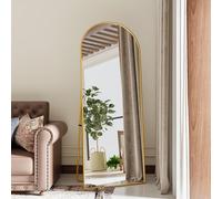 Anajqaqia Specchio ad arco a figura intera 60x165 cm, specchio da pavimento, sospeso in piedi o pendente, cornice in lega di alluminio, oro