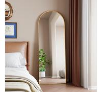 Anajqaqia Specchio da terra ad arco a figura intera 162x53 cm, specchio da terra con cornice in lega di alluminio, vetro temperato, oro