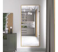 Anajqaqia specchio per tutto il corpo 180x80cm, specchio in piedi, specchio da pavimento grande HD con struttura in metallo dorato, con vetro rinforzato