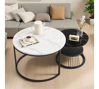 Anajqaqia Un set di 2 tavolini rotondi, tavolino con struttura in metallo, tavolini moderni, per soggiorno e camera da letto