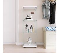 Anajqaqia Vetrina da terra, vetrina in vetro a 3 strati con serratura in metallo, armadio portaoggetti in vetro temperato, bianco