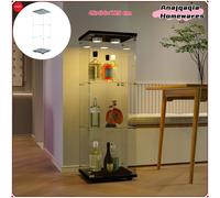 Anajqaqia Vetrina in vetro a 3 livelli, con luce LED e serrature, vetrina moderna in vetro, 42×36×125 cm, Nero