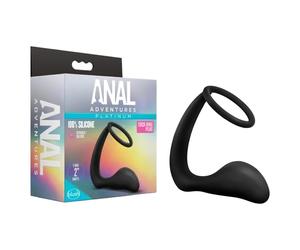 Anal Adventures Platinum - dildo anale con anello fallico (nero)