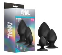 Blush Anal Adventures Platinum Silicone Stout Plug Kit Black