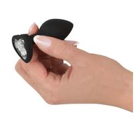 Anal Plug con Gemma Silicone Black piccolo sex toy discreto per gioco anale