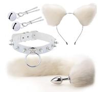 Anal Plug Cute Fox Tail Bow-Knot Soft Headbands Collar Erotic Cosplay Cat Ears Couples Accessories SM Sex Toys For Female Male(10)