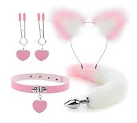 Anal Sex Toys Fox Tail Butt Plug Sexy Plush Cat Ear Headband With Bells Necklace Set Massage Sex Toys For Women Couples Cosplay(Style 5)