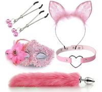 Anal Sex Toys Fox Tail Butt Plug Sexy Plush Cat Ear Headband With Bells Necklace Set Massage Sex Toys For Women Couples Cosplay(6)