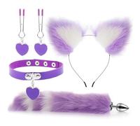 Anal Sex Toys Fox Tail Butt Plug Sexy Plush Cat Ear Headband With Bells Necklace Set Massage Sex Toys For Women Couples Cosplay(Style 6)