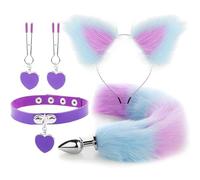 Anal Sex Toys Fox Tail Butt Plug Sexy Plush Cat Ear Headband With Bells Necklace Set Massage Sex Toys For Women Couples Cosplay(Style 3)