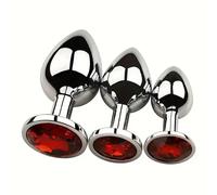 Anal Starter Set Kit 3 Plug Tappi Dildo Anali Acciaio 3 Misure Differenti S M L