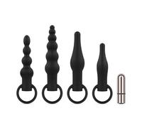 Easytoys - set vibratore anale ricaricabile - 4 pezzi (nero)