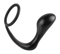 Plug Stimolatore Anale con Anello Fallico "Ass-Gasm" - Dildo Indice Anale Integrato (Nero)