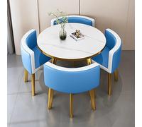 Analisi rossing: tavolo da pranzo rotondo in marmo per 4 con sedie e scrivania per ufficio reception, perfetto per salotto e soggiorno.