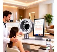 Analizzatore della Pelle del Viso IA con Schermo Touch da 15,6" Silver | Dispositivo Estetico a 10 Spettri per Rilevare Pori e Rughe, Manipolo 50X per Trattamenti Skincare da Spa Professionali