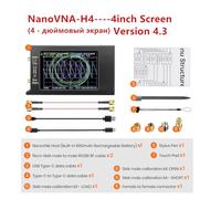 Analizzatore di spettro, Analizzatore di antenna di rete vettoriale VNA-H4 Display da 4" 10KHz-1.5GHz MF HF VHF UHF con versione con slot for scheda SD(VNA-H4)