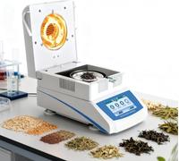 Analizzatore di umidità Digitale con Riscaldamento alogeno, Precisione 0,001g Touch Screen per Grano, Alimenti, Terreno e Laboratorio | capacità 100g | Accuratezza ±0,5% | Uscita RS232