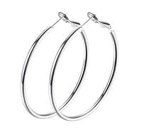 Anallergico Big Hoop orecchini in acciaio inossidabile lucidato orecchini rotondi per le donne ragazze orecchie sensibili, argento portatile e utilePratico