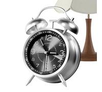 Analog Alarm Clock, Rechargeable Metal Body Timepiece with Twin Bell, Desk Classic Analog Alarm Clock For Dorm Travel Bathroom Girls Teens Kids Boys