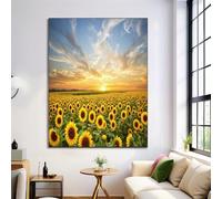 ANALTIRCE Arte Murale Campagna Fiori Verticale Camera da letto Girasole All'Orizzonte Quadri moderni soggiorno da Parete Stampa su tela Canvas Decorazione Murale muro Arredo Salone, 30×40 cm