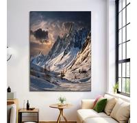 ANALTIRCE Arte Murale, Foresta Fitta Poster Stampa Paesaggio Montano Innevato Immagine D'Arte Murale per Il Soggiorno Camera da Letto Decorazione Della Casa 50×70 cm Senza Cornice