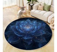 ANALTIRCE Blu Navy Tappeto Rotondo Ø 200 cm, Interno Pelo Corto Tappeti, Stelle Petali Fiore Sognante Di Datura Lavabile in Lavatrice Antiscivolo Tappeto Pulizia Facile per Salotto Cameretta
