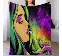 ANALTIRCE Coperta di Flanella Viola, Microfibra Morbido Durevole e Caldo 3D Stampa Cartone Animato Cielo Stellato Ragazza Sognatrice Peluche Matrimoniale 人数 Coperte Copriletti per Letto 150 × 200 cm