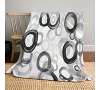ANALTIRCE Coperta Pile 130 × 150 cm,Nero Cerchio Coperta Plaid Di Flanella Letto Matrimoniale, Grigio Copridivano In Microfibra Morbida, Astratto Geometrico Termica Per Divano Copriletto