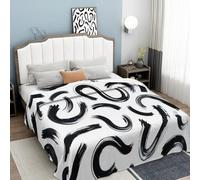 ANALTIRCE Coperta Pile 220 × 240 cm,Strisce Astratte Vortici Coperta Plaid Di Flanella Letto Matrimoniale, Bianco Copridivano In Microfibra Morbida, Divertente Graffiti Termica Per Divano Copriletto