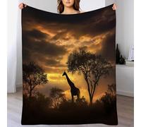 ANALTIRCE Coperta Plaid Pile di Flanella, Africa Giraffa, Coperta Divano Blanket Grande Caldo Morbida, 180 × 200 cm Microfibra Morbido Durevole 3D Stampa Tramonto Animali Peluche Coperte