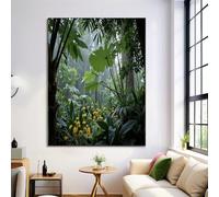 ANALTIRCE Dipinto Su Tela Di Grandi Dimensioni, Foresta Pluviale Tropicale Rami Piante, Opere D'Arte Su Tela, Stampe Moderne E Poster Per La Decorazione Del Soggiorno, 80×120 cm Senza Cornice