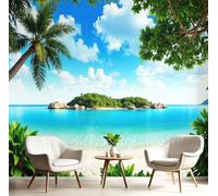 ANALTIRCE Fotomurale 3D Carta Da Parati Fotografia Isole Spiagge 450×315cm Carta Da Parati Camera Letto Moderna Palme Foglie Fotomurali Murales Poster Gigante Moda Decorazione Da Muro
