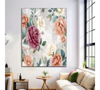 ANALTIRCE Stampe Su Tela Di Arte Acquerello Peonie Rose,Retrò Floreale,Bianco,Poster Da Parete Di Arte Estetica, Decorazione Murale Moderna Per Camera Da Letto, Soggiorno, 70×100 cm Senza Cornice