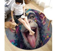 ANALTIRCE Tappeto rotondo per bambini 160 cm, Divertente Astratto Gorilla soffice morbido antiscivolo lavabile in lavatrice Tappeto Astratto Animali, per cameretta,soggiorno, Viola