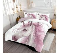 ANALTIRCE Trapunta Letto Matrimoniale 4 Stagioni Piumone Stampa Acquerello Animali Piumini Leggero Farfalla Cavallo Bianco Set di Biancheria da Letto con 2 Federe, Rosa Piumino Microfibra Lavabile