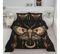 ANALTIRCE Trapunta Letto Una Piazza e Mezza 4 Stagioni 264x230cm Piumone Stampa Falena Boema, Piumini Leggero Gotico Set di Biancheria da Letto,Super Morbido con 2 Federe 50x75cm, Grigio Scuro