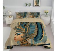 ANALTIRCE Trapunta Matrimoniale Invernale 200x200cm - Piumone Caldo Regina D'Egitto, Reversibile Piumino 4 Stagioni Traspirante in Morbida Microfibra, Coperta Letto Antico Ritratto con 2 Federa