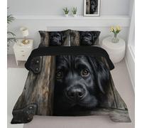 ANALTIRCE Trapunta Matrimoniale Per Bambini Con Stampa Nero Labrador, Trapunta 4 Stagioni, Porta In Legno Retrò, Piumone Marrone, 200x200cm Letto Trapuntato + 2 Federa, Reversibile Piumino