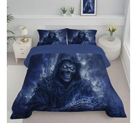 ANALTIRCE Trapunte Invernale Orrore Fumo Super Soffice in Microfibra 4 Stagioni Piumone 140x200cm Di Squallido Scheletrico Piumoni Traspirante Quattro Lavabile con 1 Federe, Blu