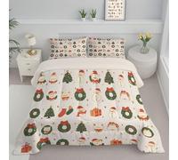 ANALTIRCE Trapunte Invernale Pupazzo Neve Cartoni Animati Super Soffice in Microfibra 4 Stagioni Piumone 140x200cm Di Ghirlanda Natale Piumoni Traspirante Quattro Lavabile con 1 Federe, Beige