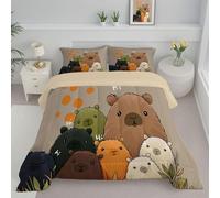 ANALTIRCE Trapunte Invernale Semplice Animale Super Soffice in Microfibra 4 Stagioni Piumone 140x200cm Di Capibara Dei Cartoni Animati Piumoni Traspirante Quattro Lavabile con 1 Federe, Cachi