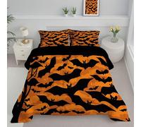 ANALTIRCE Trapunte Invernale Semplice Animale Super Soffice in Microfibra 4 Stagioni Piumone 140x200cm Di Pipistrelli Di Halloween Piumoni Traspirante Quattro Lavabile con 1 Federe, Arancia
