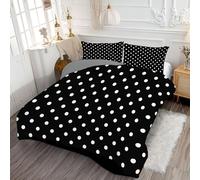 ANALTIRCE Trapunte Invernale Semplice Rotondo Super Soffice in Microfibra 4 Stagioni Piumone 140x200cm Di Pois Piumoni Traspirante Quattro Lavabile con 1 Federe, Nero